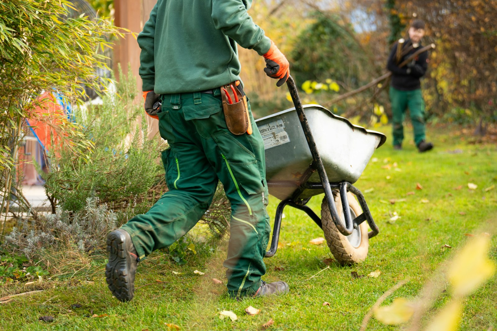 Commercial landscaping crew on site