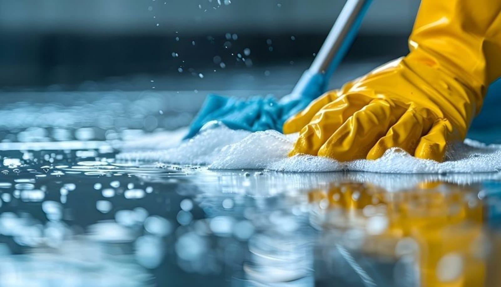 Commercial cleaning crew on-site
