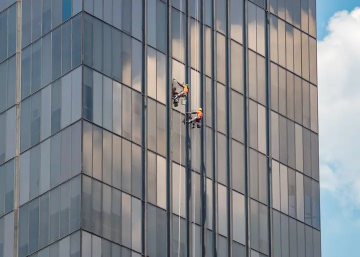 Commercial cleaning crew on-site