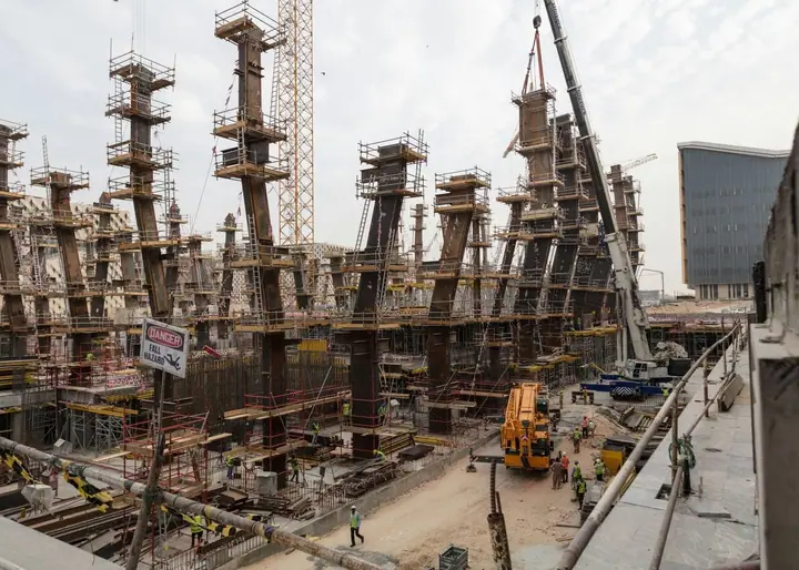 Commercial construction crew on a jobsite