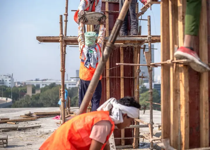 Commercial construction crew on a jobsite