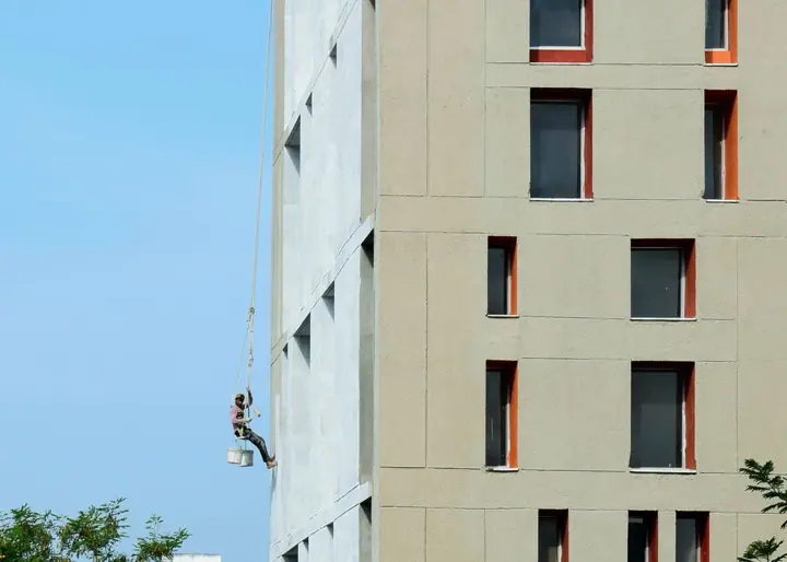 Commercial painting crew at work