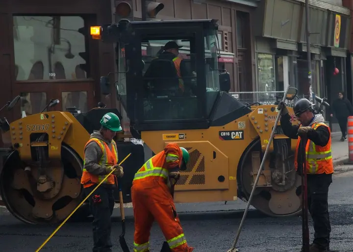 Commercial paving and asphalt crew