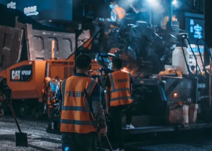 Commercial paving and asphalt crew
