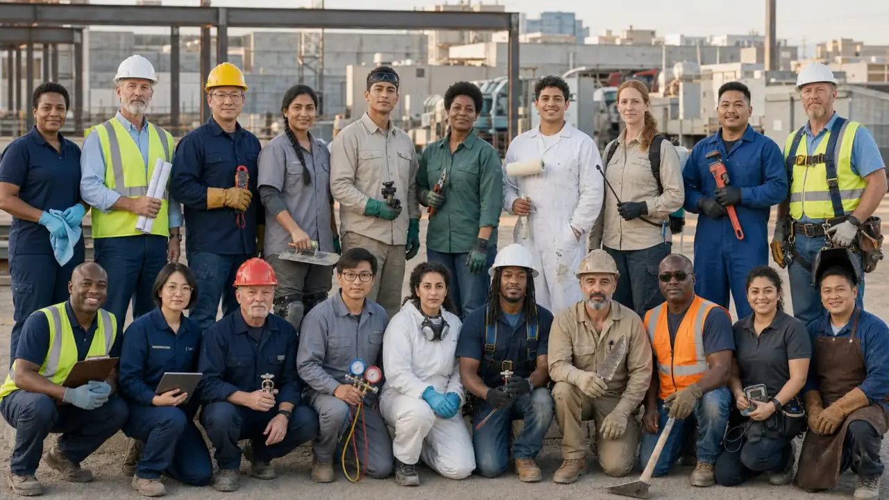 Commercial tradespeople on a jobsite